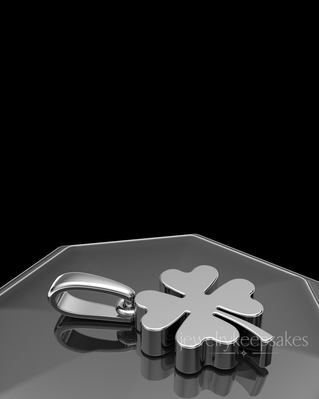 Solid 14k White Gold My Lucky Clover Permanently Sealed Waterproof Keepsake Jewelry