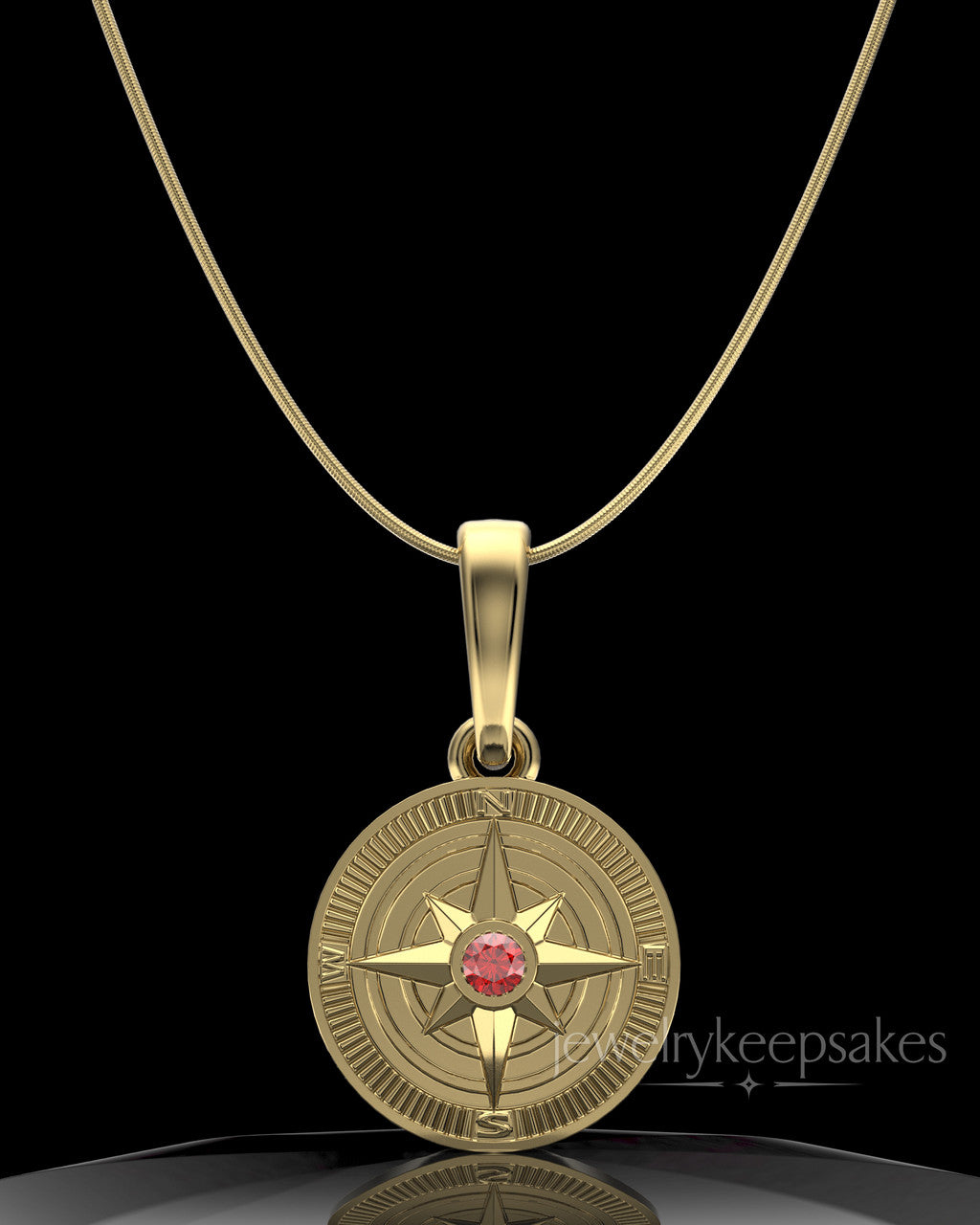 Gold Plated Compass Permanently Sealed Waterproof Keepsake Jewelry