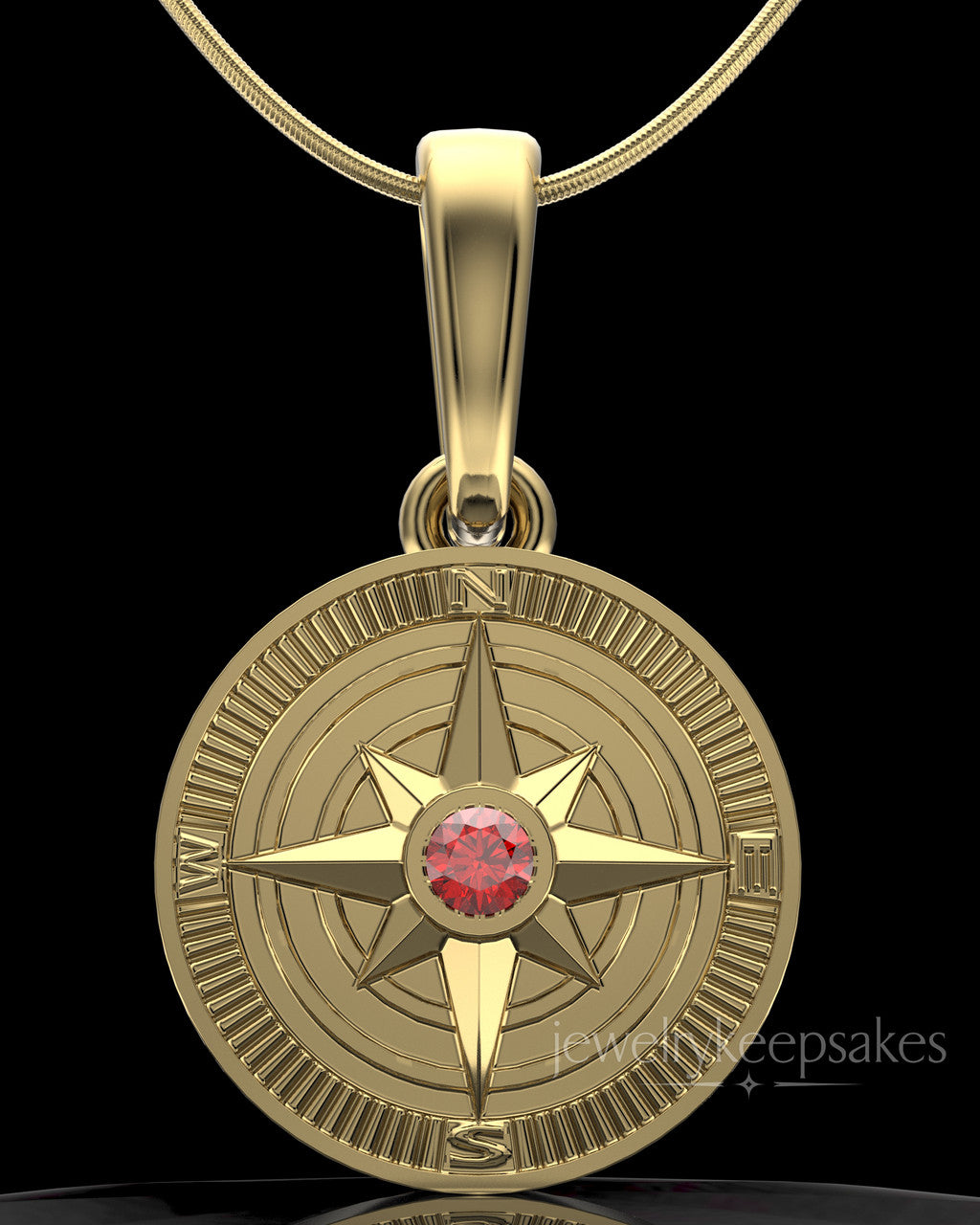 Gold Plated Compass Permanently Sealed Waterproof Keepsake Jewelry
