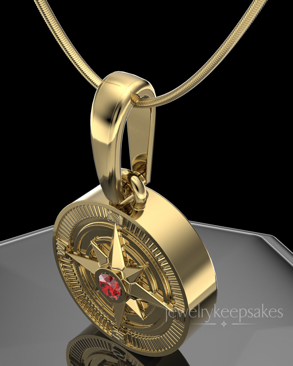 Gold Plated Compass Permanently Sealed Waterproof Keepsake Jewelry