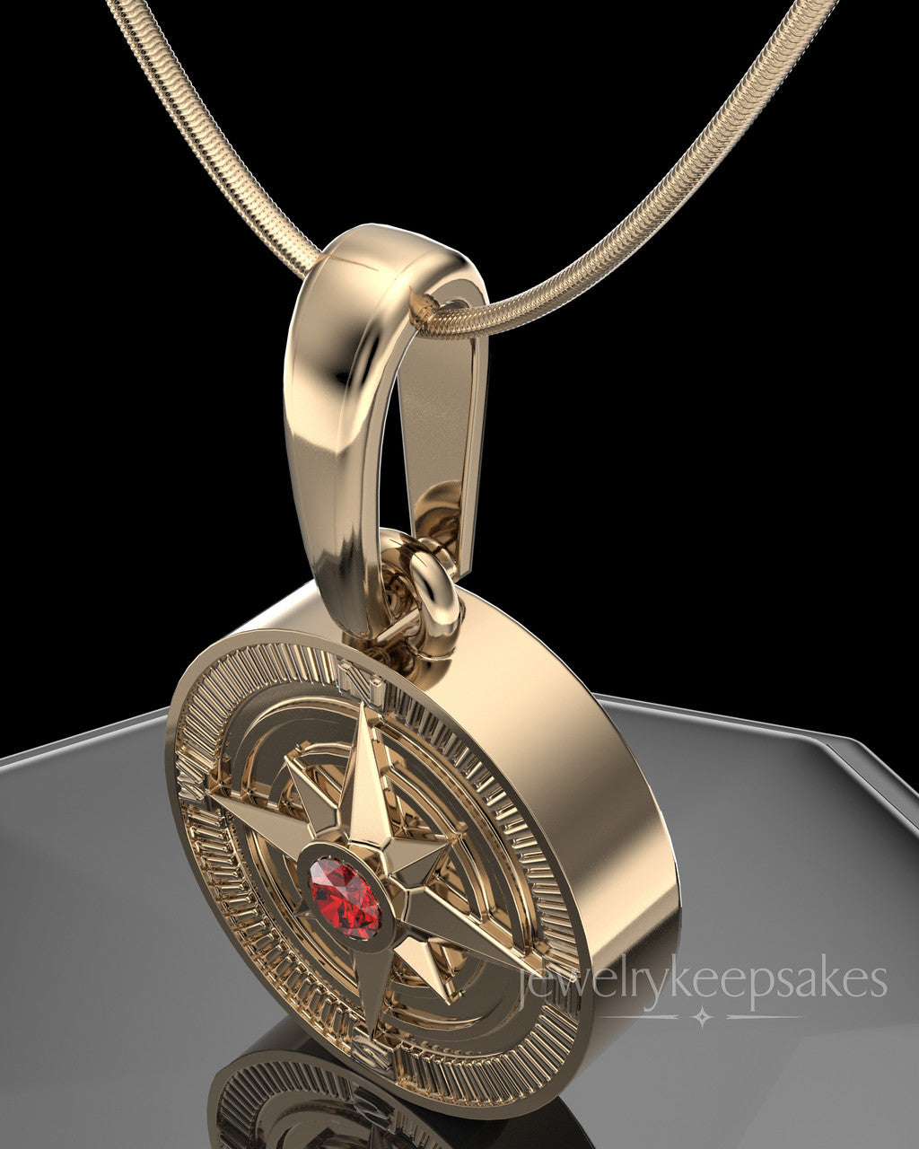 Solid 14K Gold Compass Permanently Sealed Waterproof Keepsake Jewelry