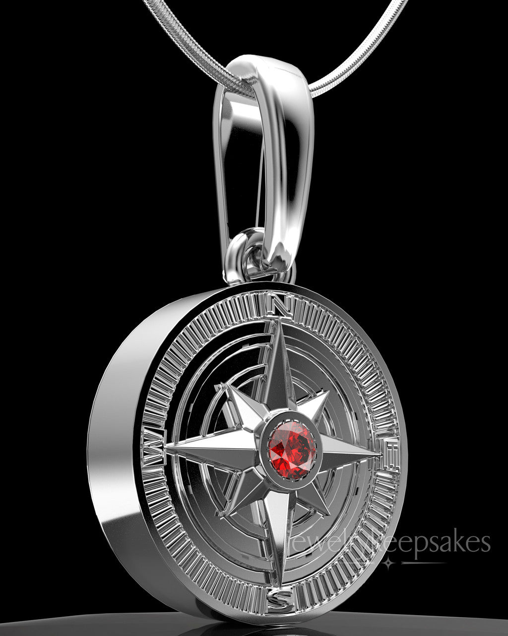 Sterling Silver Compass Permanently Sealed Waterproof Keepsake Jewelry
