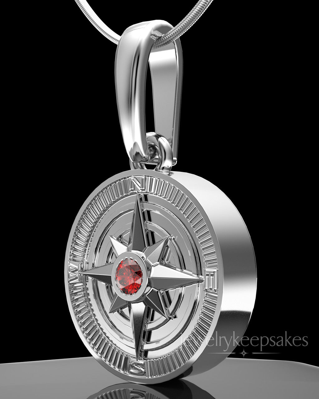 Sterling Silver Compass Permanently Sealed Waterproof Keepsake Jewelry
