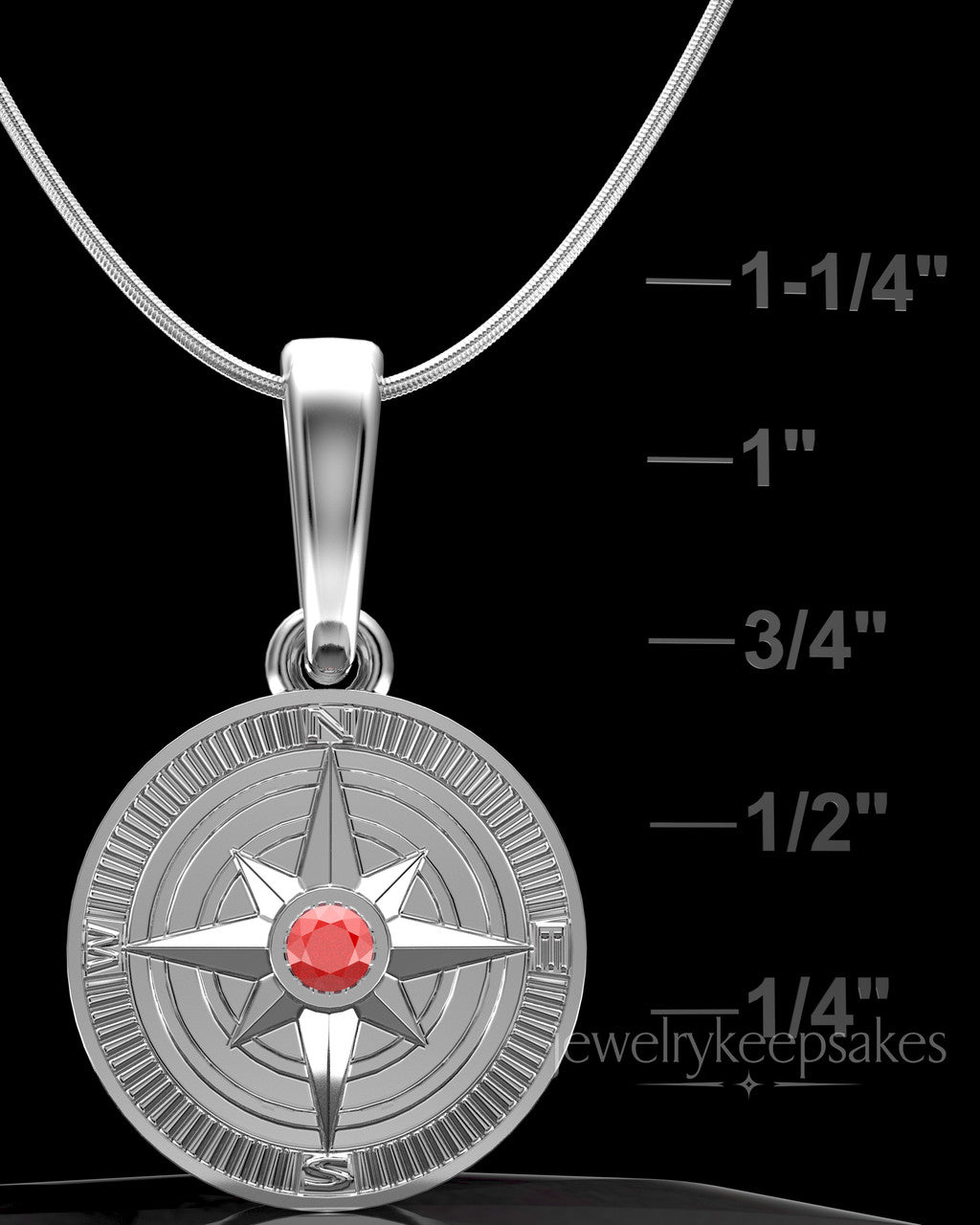 Sterling Silver Compass Permanently Sealed Waterproof Keepsake Jewelry