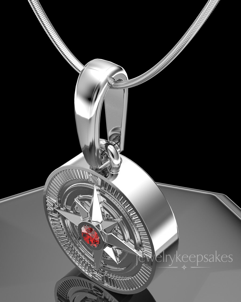 Sterling Silver Compass Permanently Sealed Waterproof Keepsake Jewelry