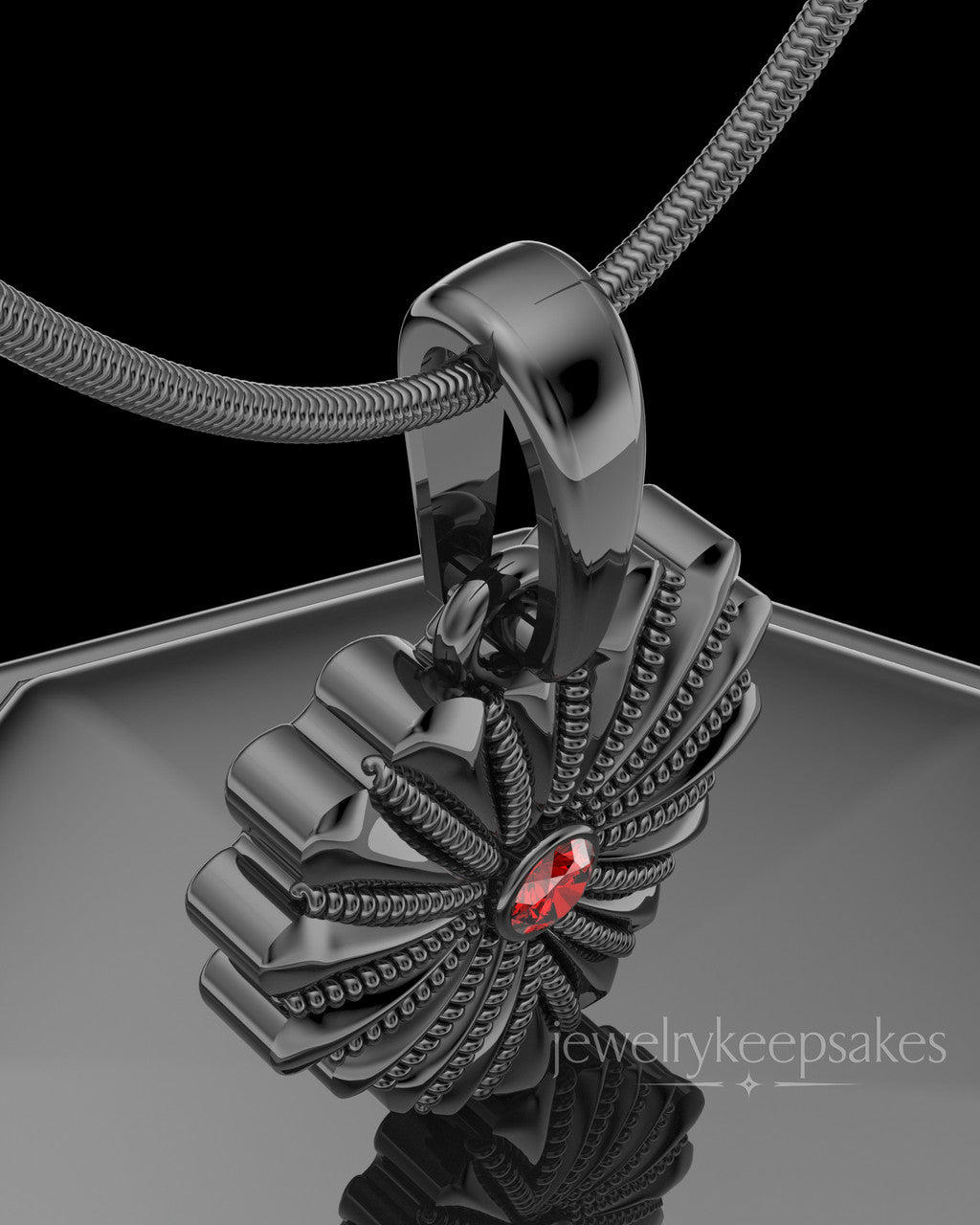Black Plated Rodeo Birthstone Heart Permanently Sealed Waterproof Keepsake Jewelry