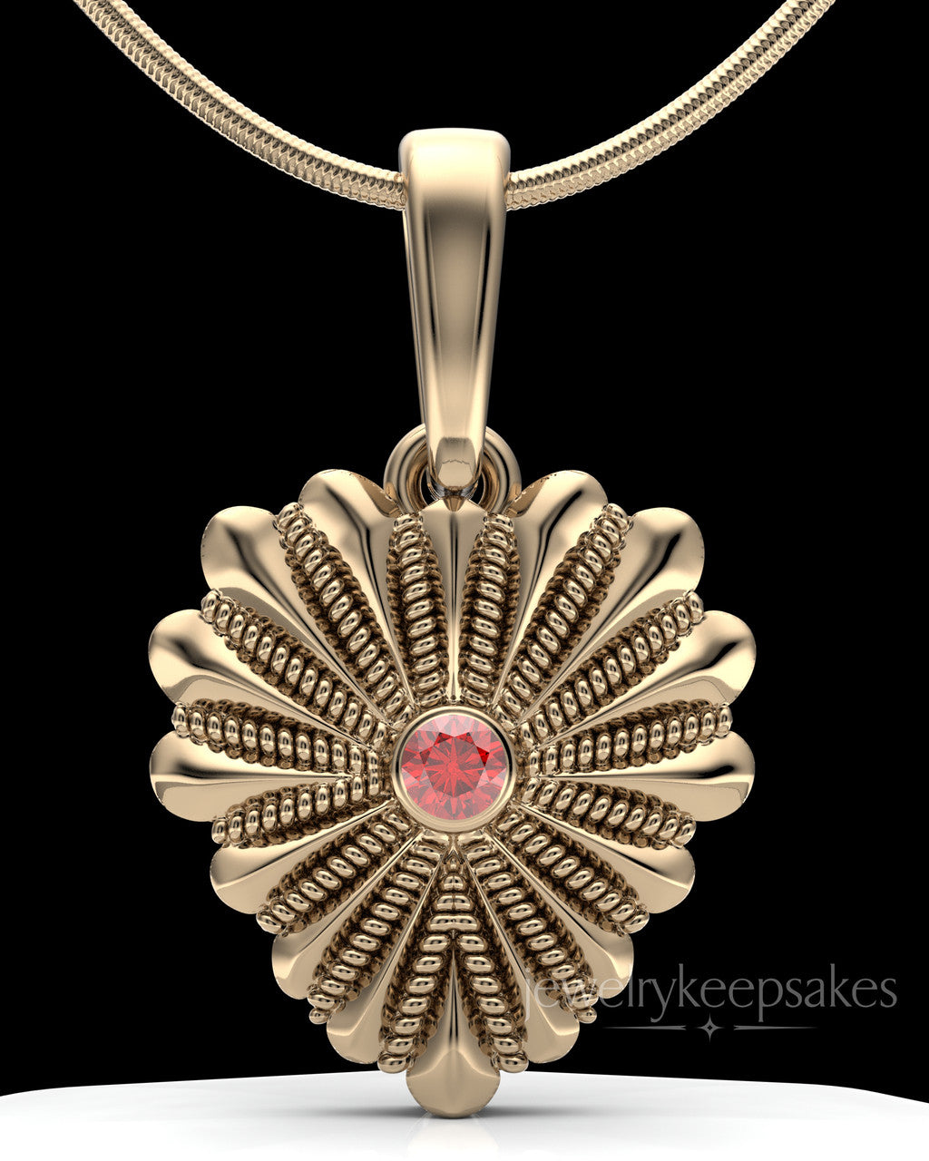 Solid 14K Gold Rodeo Birthstone Heart Permanently Sealed Waterproof Keepsake Jewelry