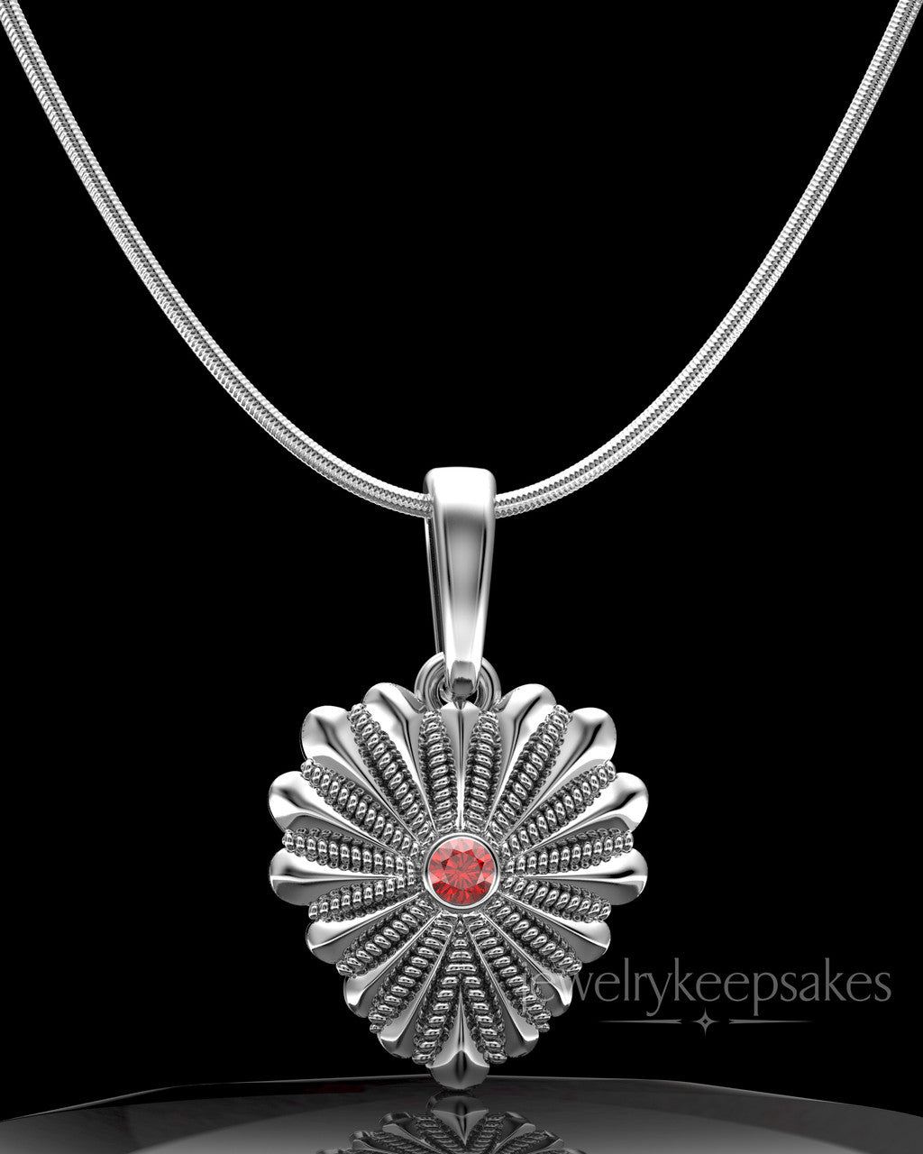 Sterling Silver Rodeo Birthstone Heart Permanently Sealed Waterproof Keepsake Jewelry
