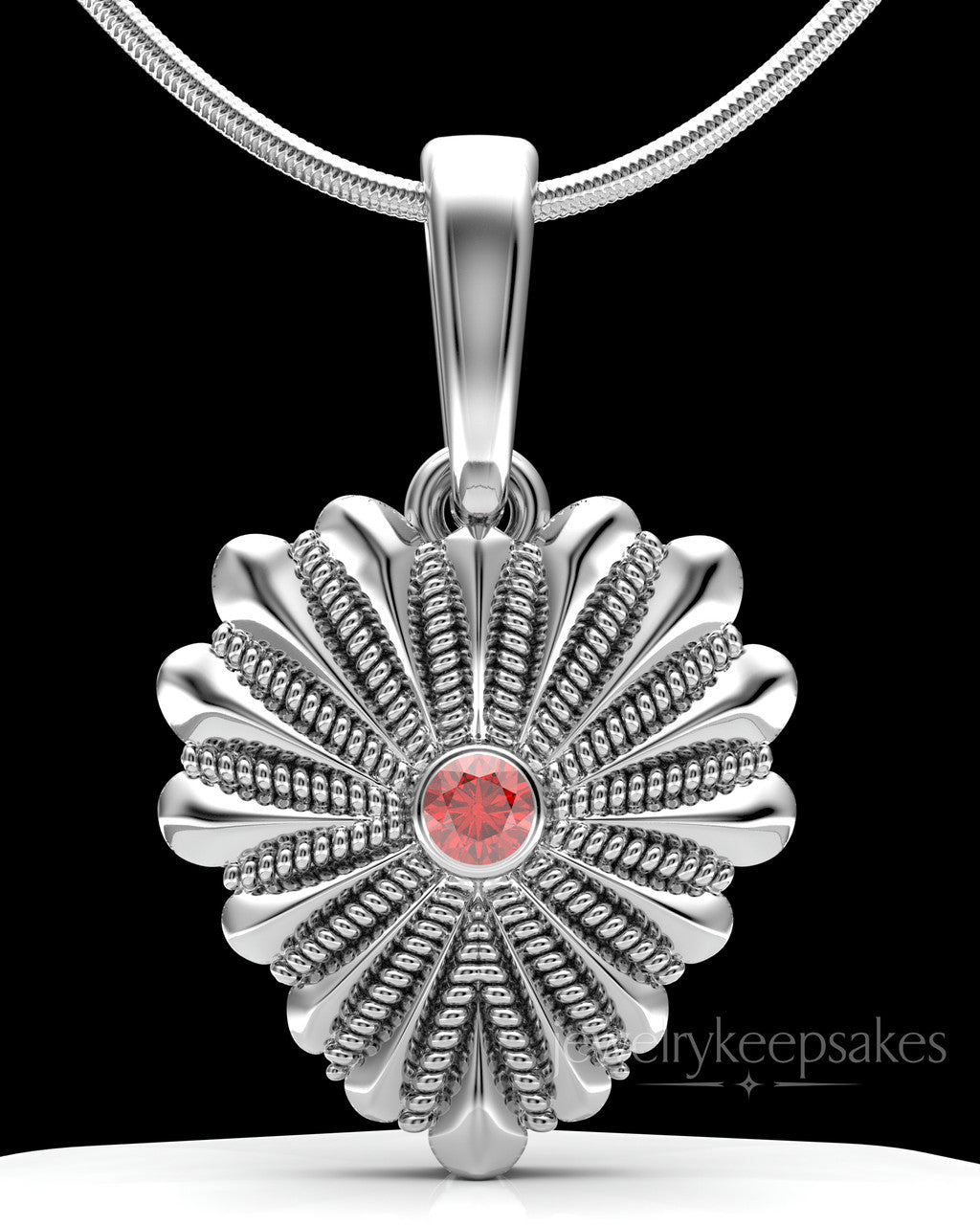 Sterling Silver Rodeo Birthstone Heart Permanently Sealed Waterproof Keepsake Jewelry