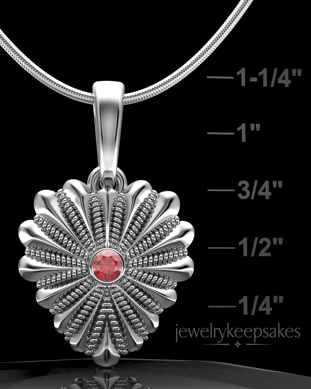 Sterling Silver Rodeo Birthstone Heart Permanently Sealed Waterproof Keepsake Jewelry