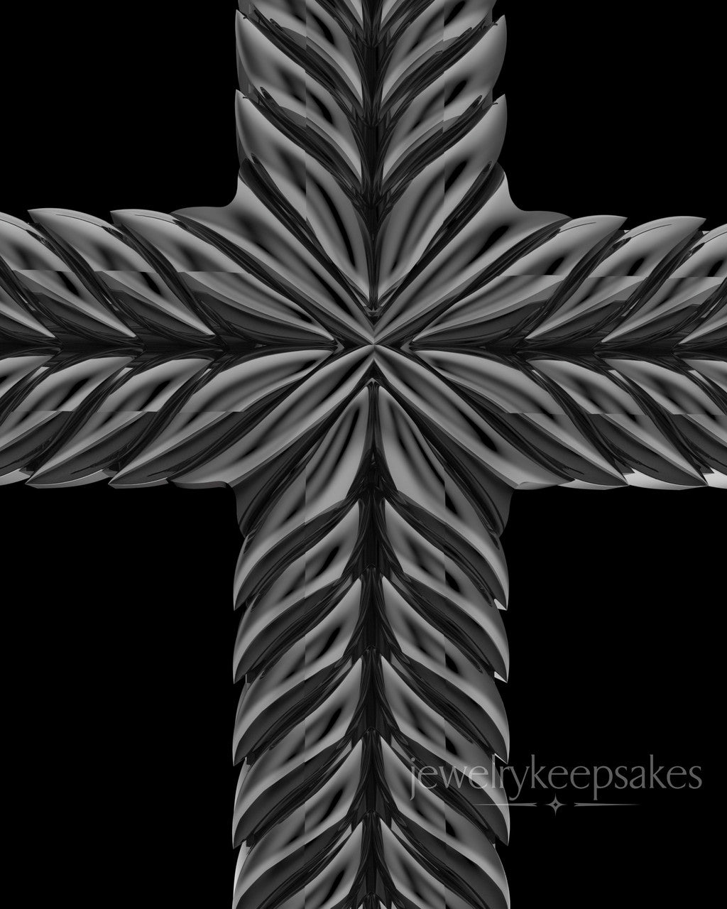 Black Plated Braided Cross Permanently Sealed Waterproof Keepsake Jewelry