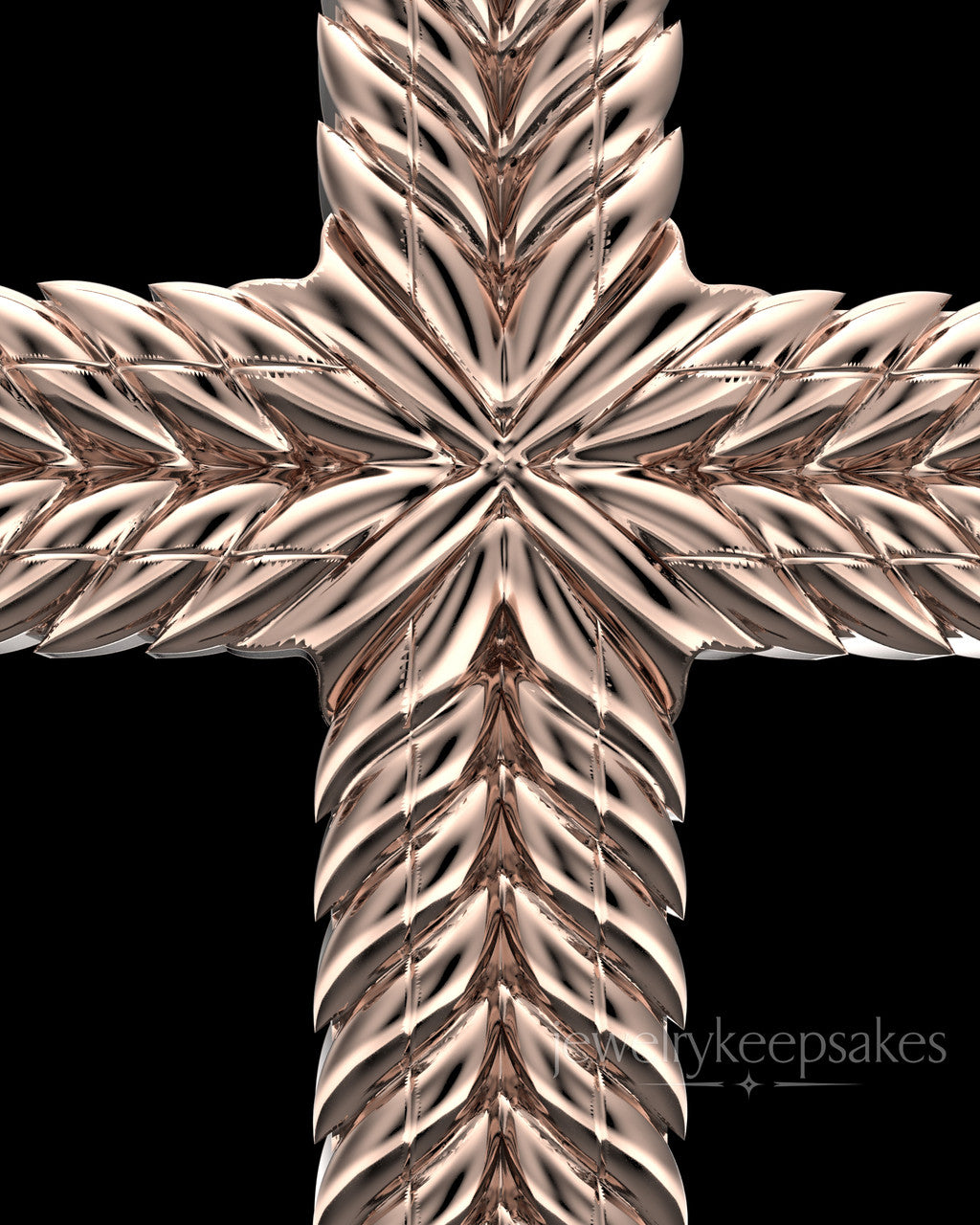 Rose Gold Plated Braided Cross Permanently Sealed Waterproof Keepsake Jewelry