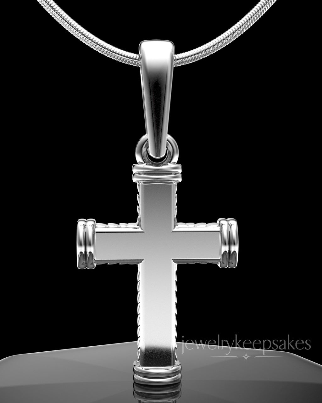 Sterling Silver Braided Cross Permanently Sealed Waterproof Keepsake Jewelry