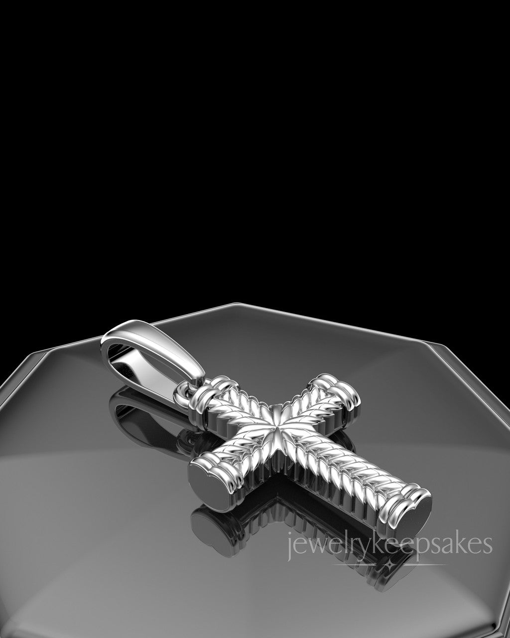 Sterling Silver Braided Cross Permanently Sealed Waterproof Keepsake Jewelry