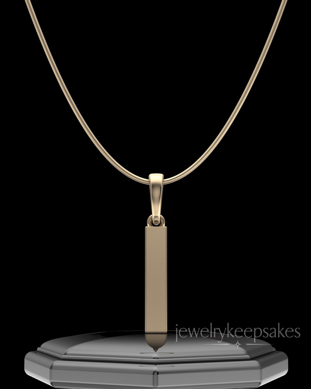 Solid 14k Gold Steadfast Long Cylinder Permanently Sealed Waterproof Keepsake Jewelry