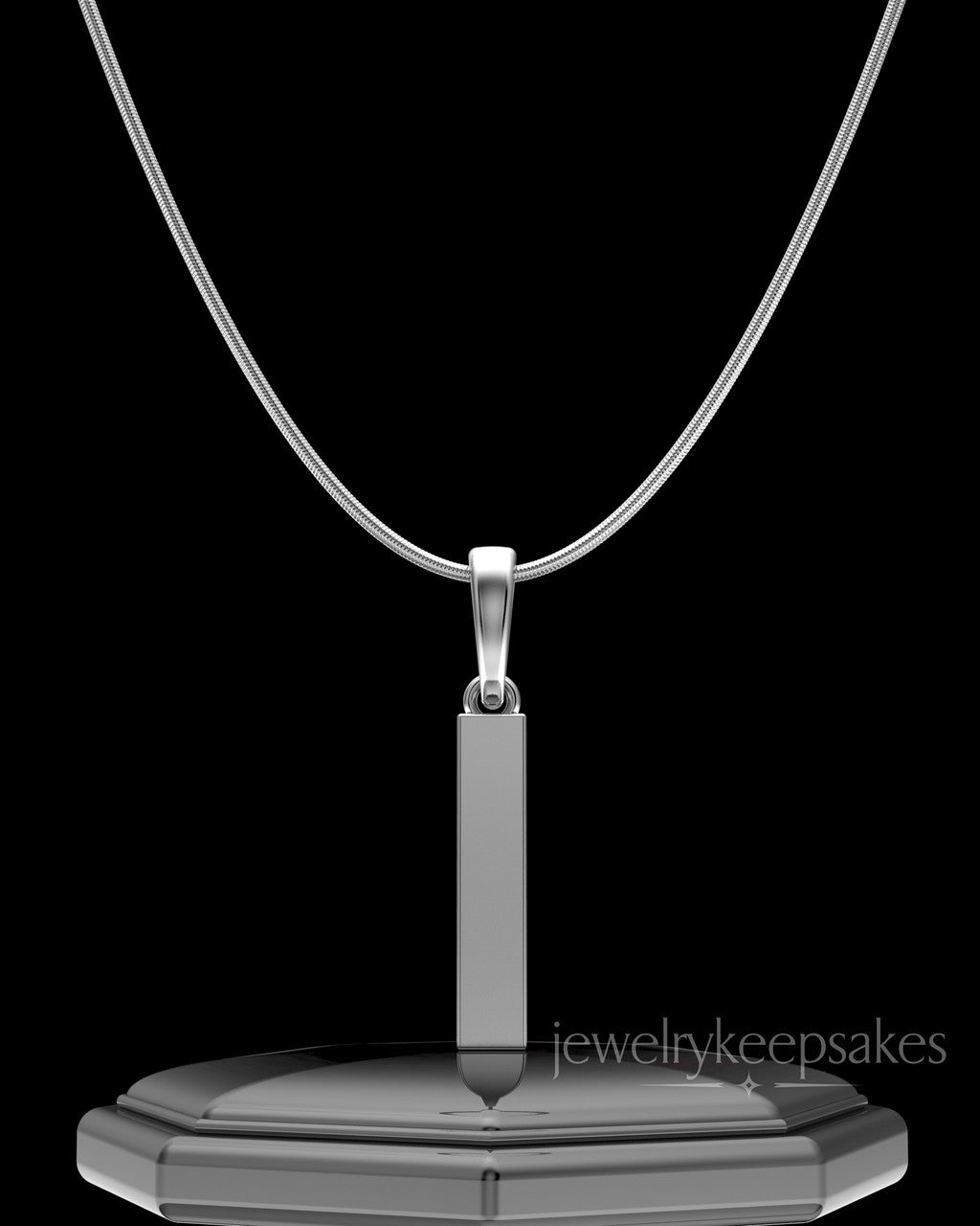 Solid 14k White Gold Steadfast Long Cylinder Permanently Sealed Waterproof Keepsake Jewelry