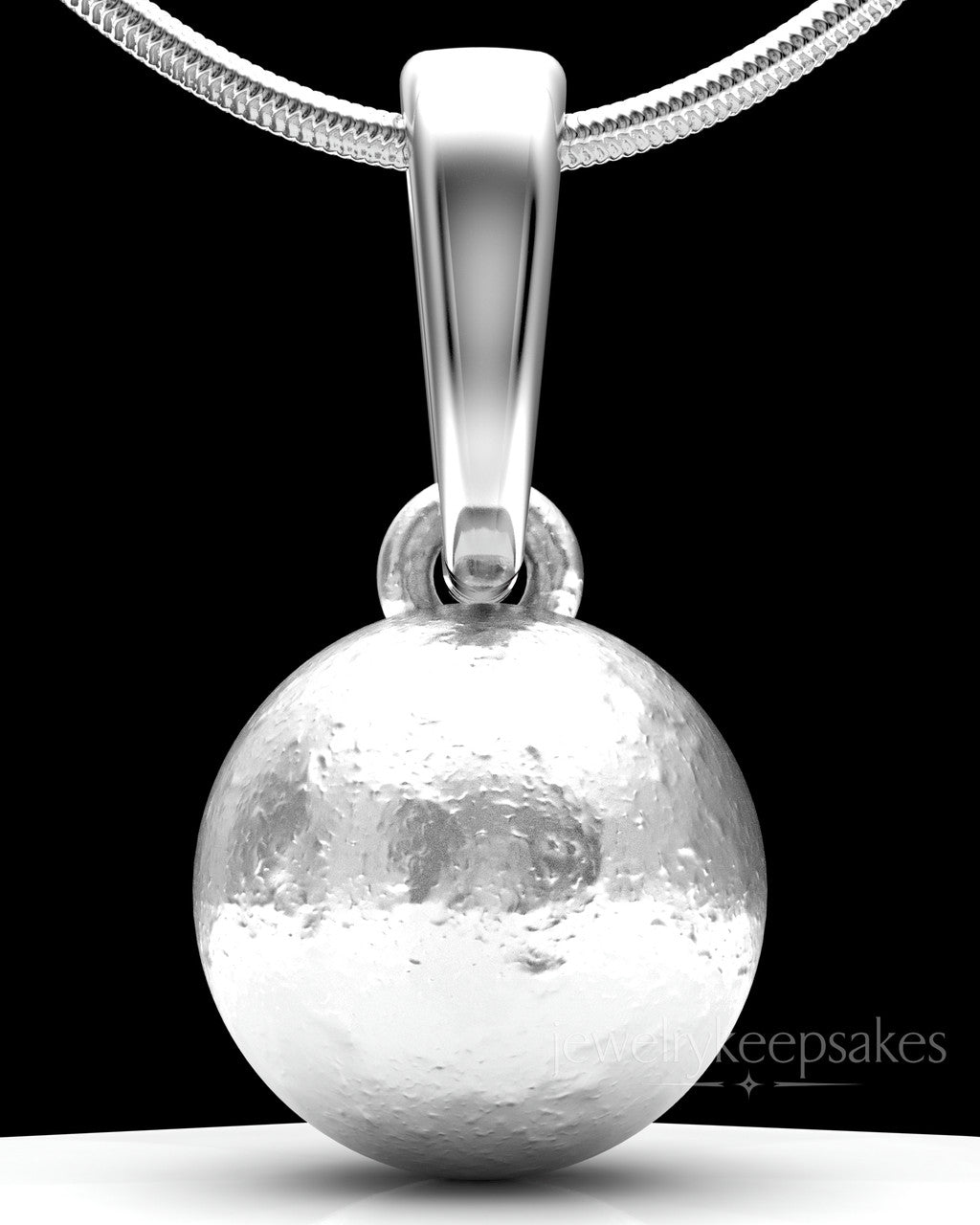 Solid 14K White Gold Spherical Permanently Sealed Waterproof Keepsake Jewelry