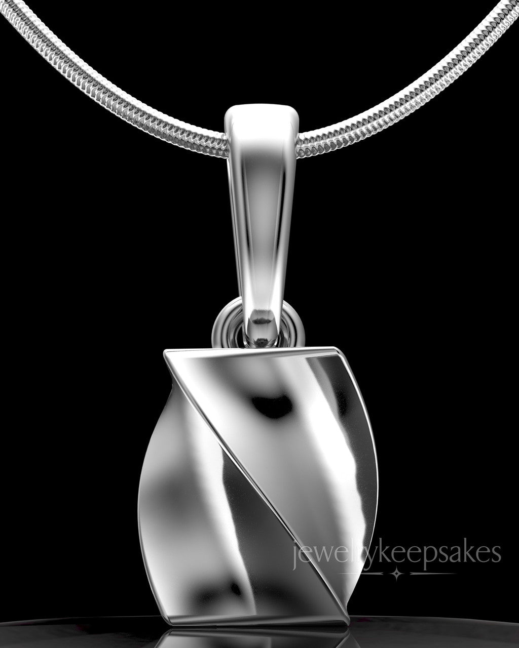 Solid 14k White Gold Twisted Rectangle Permanently Sealed Waterproof Keepsake Jewelry