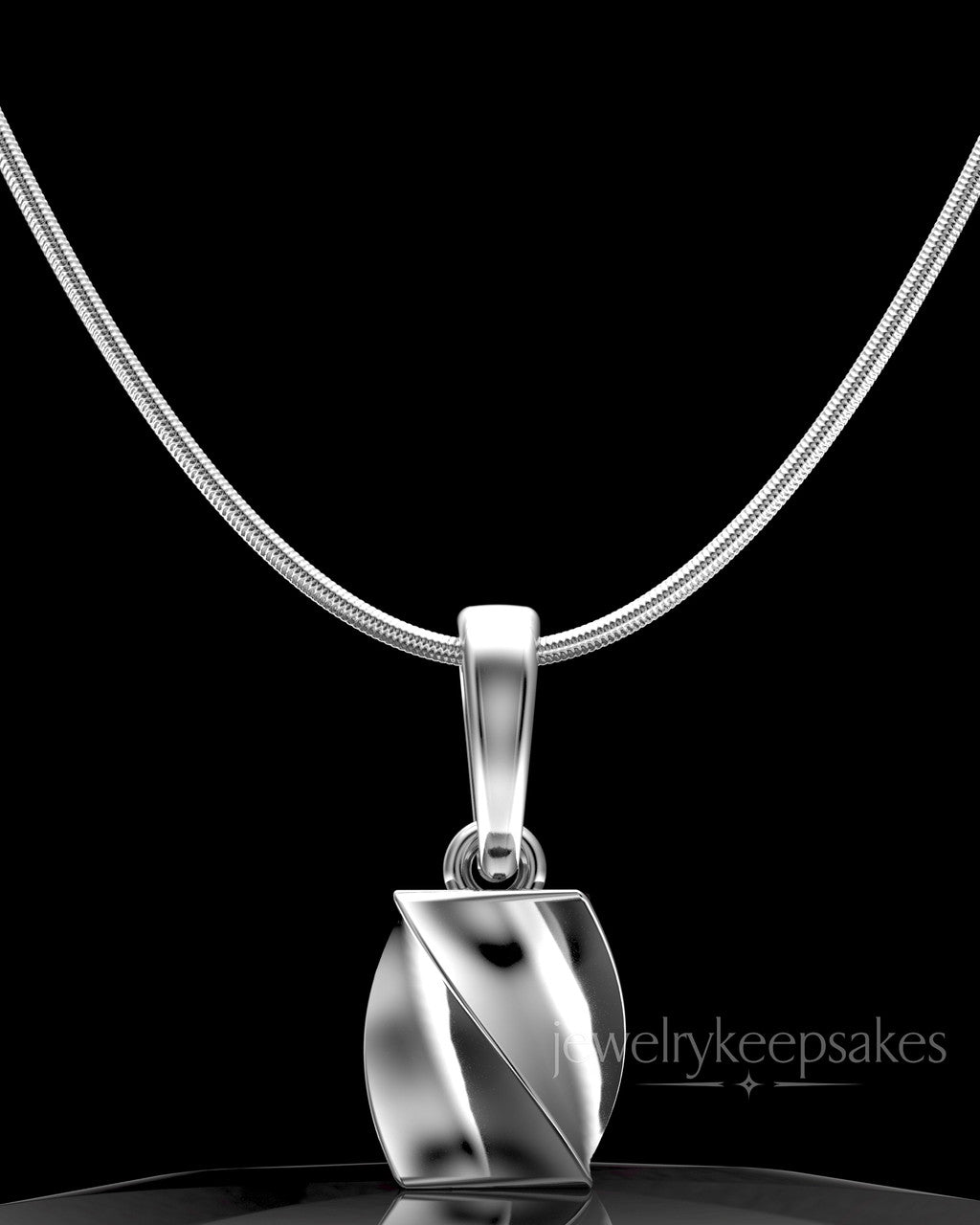 Sterling Silver Twisted Rectangle Permanently Sealed Waterproof Keepsake Jewelry
