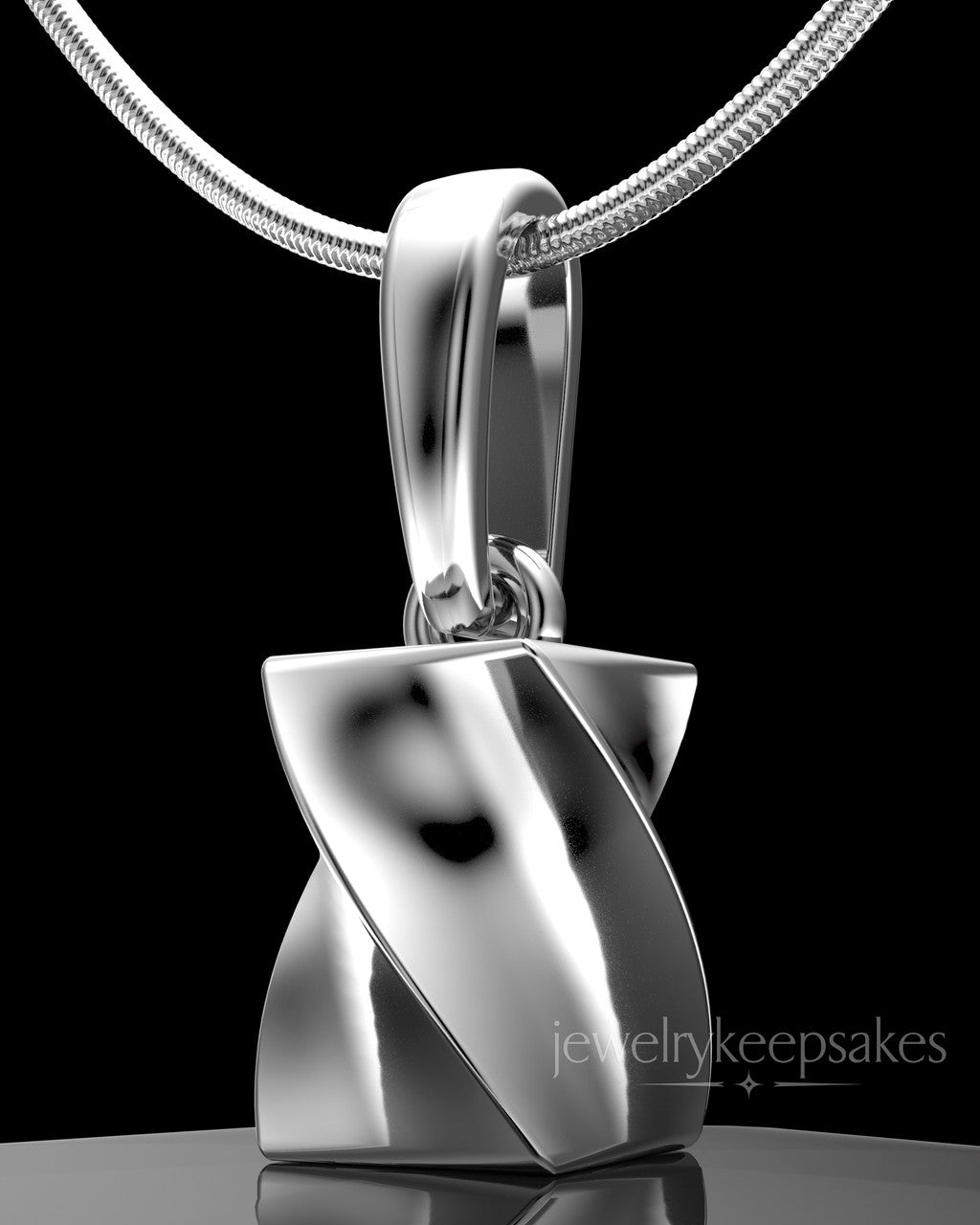 Sterling Silver Twisted Rectangle Permanently Sealed Waterproof Keepsake Jewelry