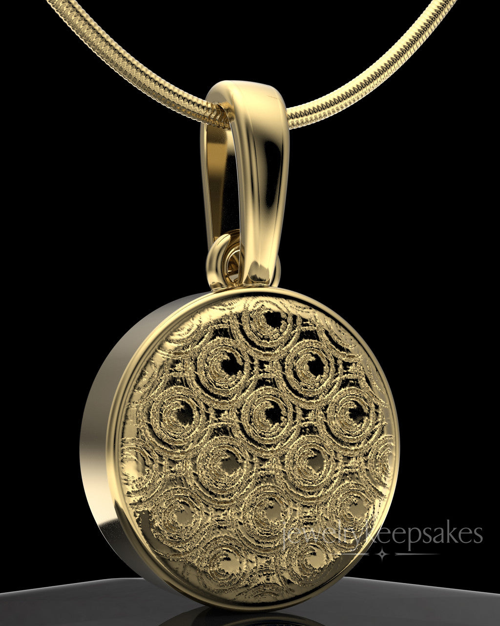 Gold Plated Patterned Round Permanently Sealed Waterproof Keepsake Jewelry