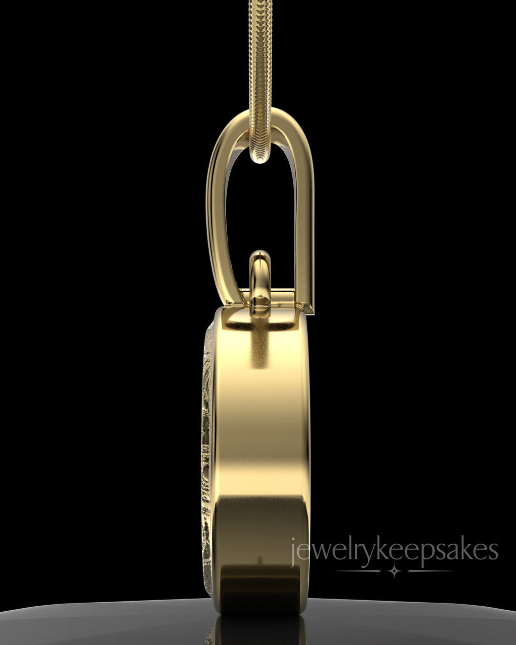 Gold Plated Patterned Round Permanently Sealed Waterproof Keepsake Jewelry