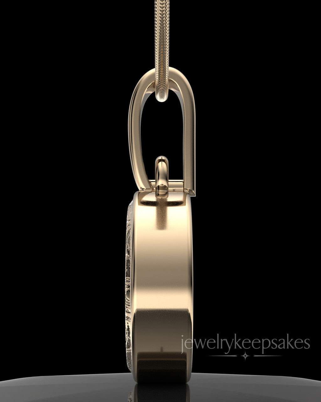 Solid 14k Gold Patterned Round Permanently Sealed Waterproof Keepsake Jewelry