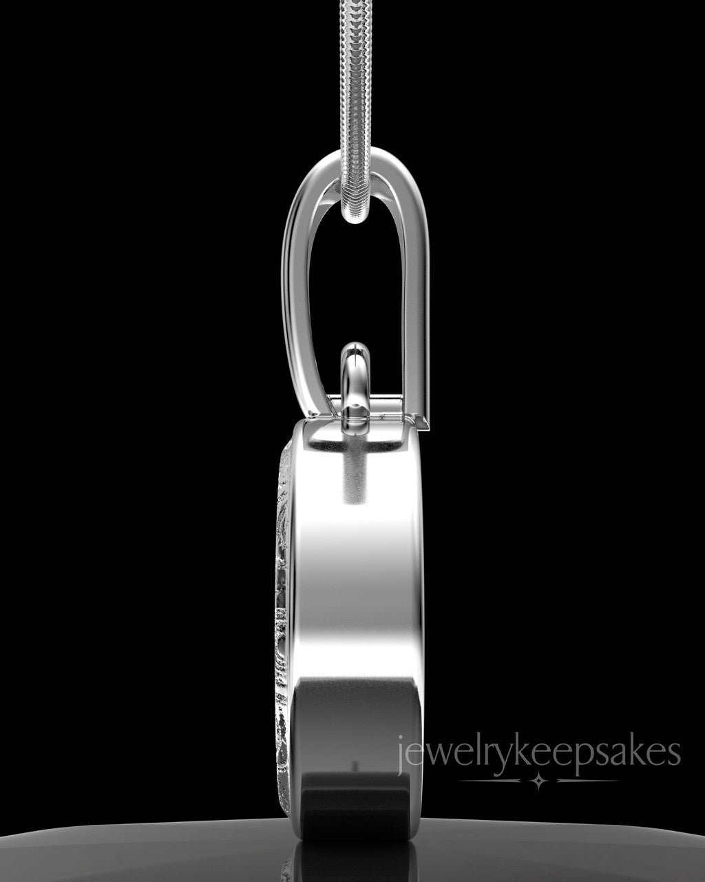 Sterling Silver Patterned Round Permanently Sealed Waterproof Keepsake Jewelry