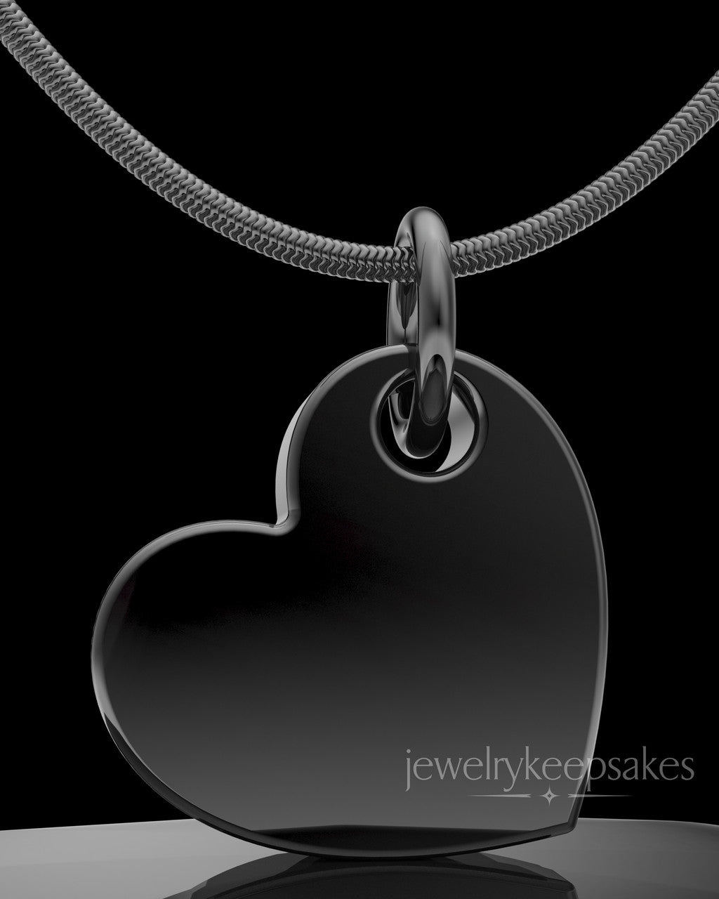 Black Plated Angled Heart Permanently Sealed Waterproof Keepsake Jewelry