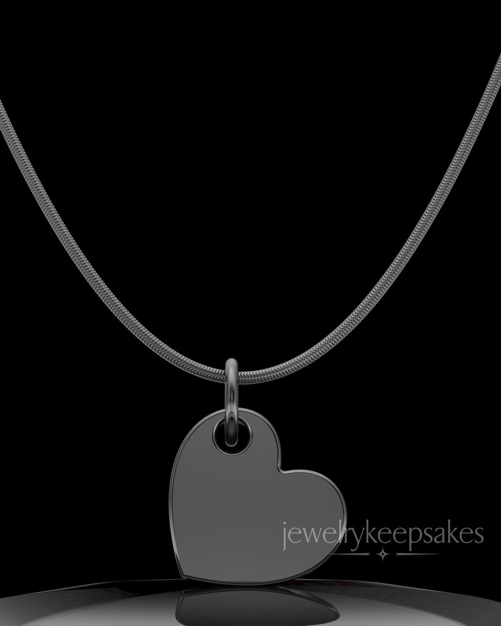 Black Plated Angled Heart Permanently Sealed Waterproof Keepsake Jewelry