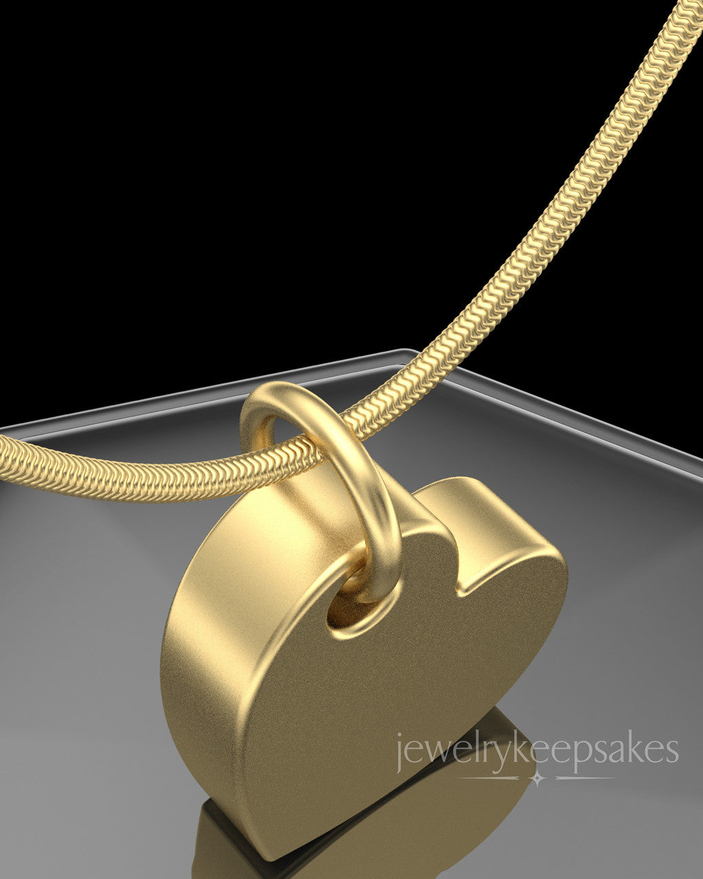 Gold Plated Angled Heart Permanently Sealed Waterproof Keepsake Jewelry