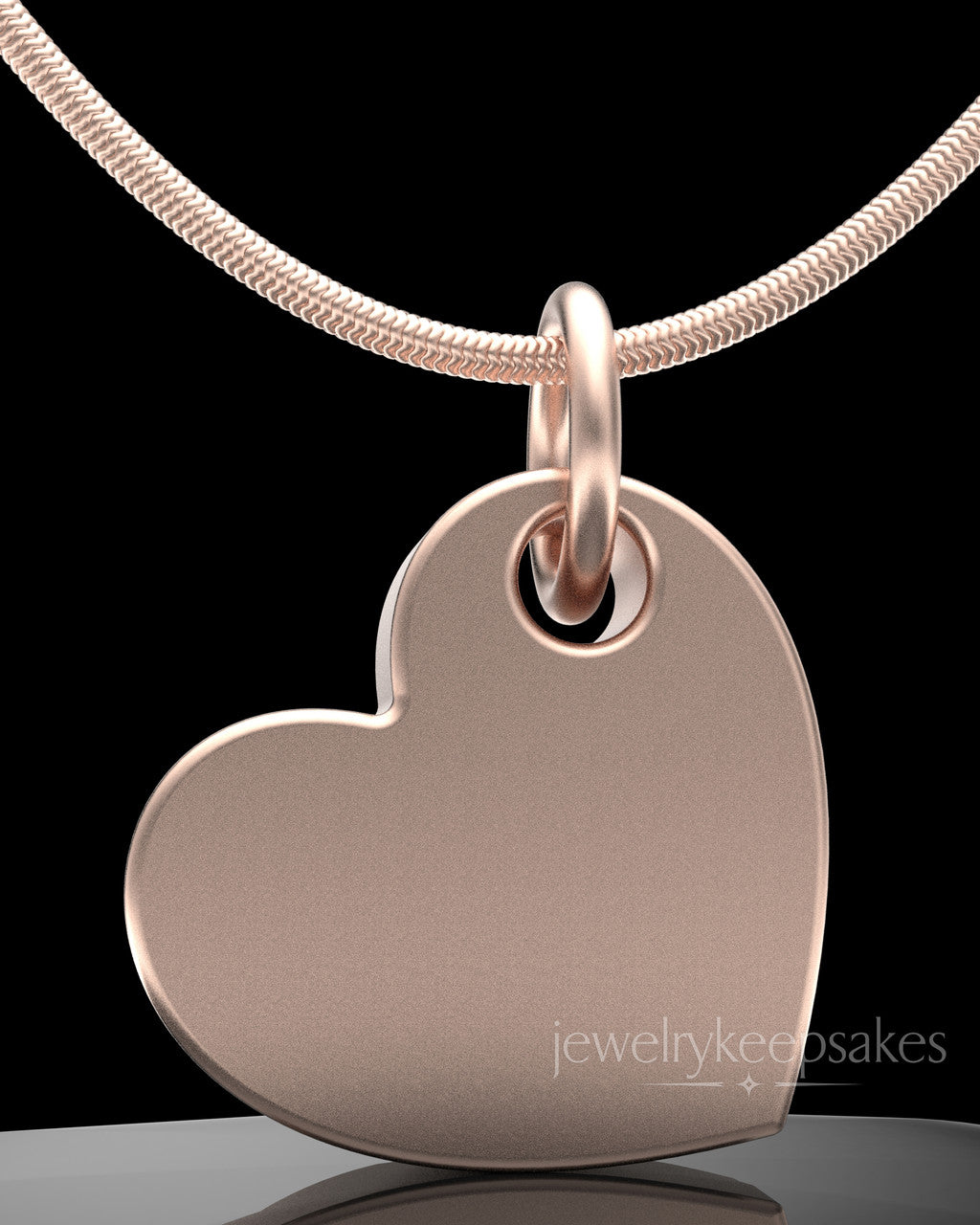 Rose Gold Plated Angled Heart Permanently Sealed Waterproof Keepsake Jewelry