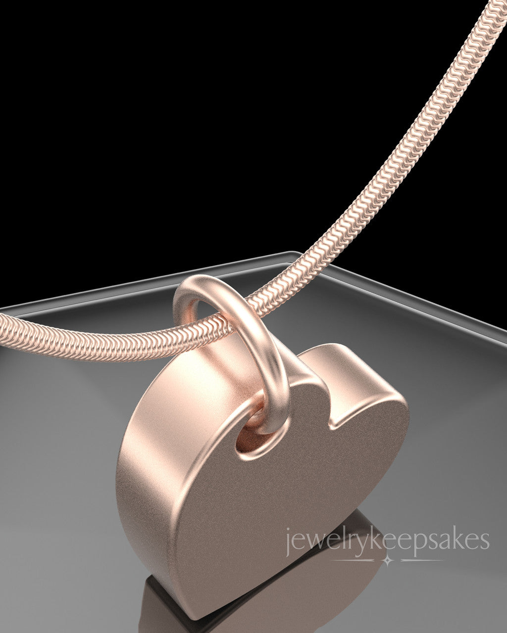 Rose Gold Plated Angled Heart Permanently Sealed Waterproof Keepsake Jewelry