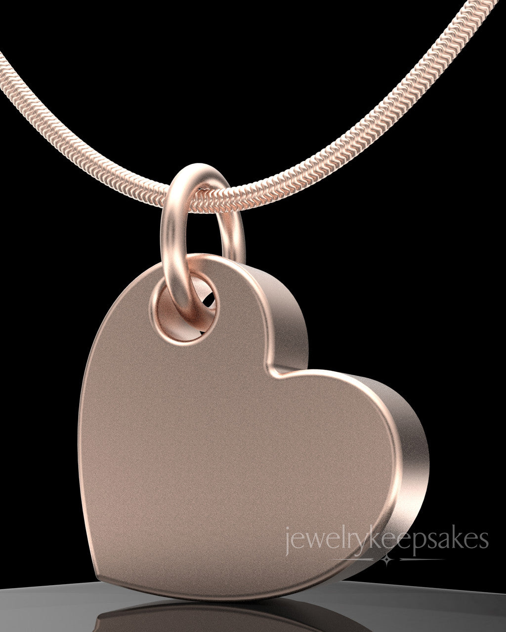 Rose Gold Plated Angled Heart Permanently Sealed Waterproof Keepsake Jewelry