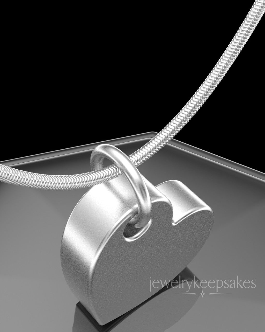 Sterling Silver Angled Heart Permanently Sealed Waterproof Keepsake Jewelry