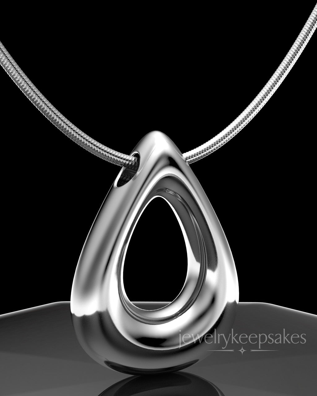 Solid 14k White Gold Permanently Sealed Teardrop Waterproof Keepsake Jewelry