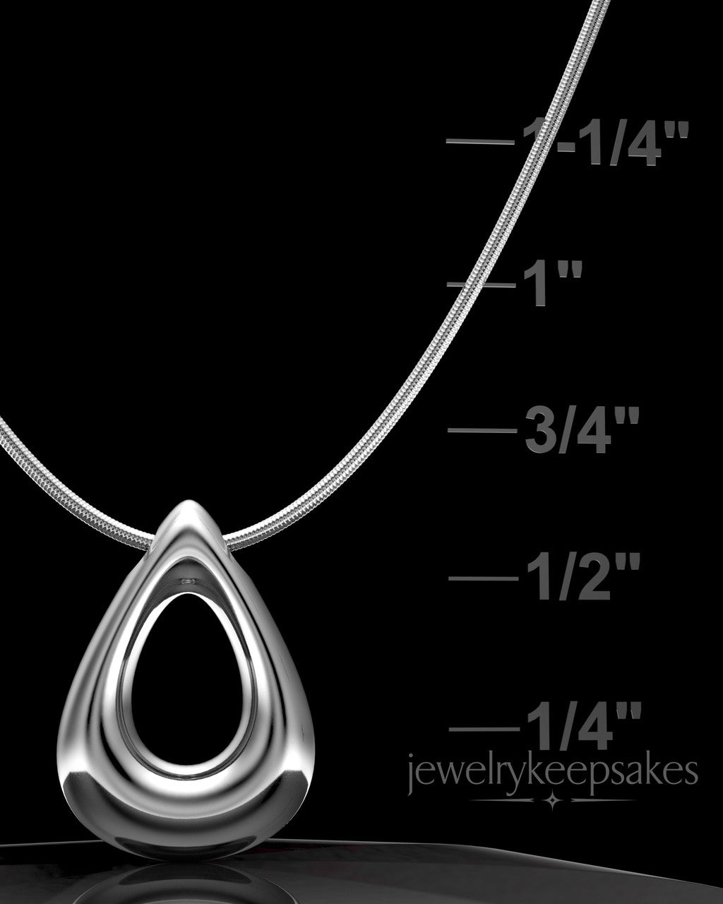 Solid 14k White Gold Permanently Sealed Teardrop Waterproof Keepsake Jewelry