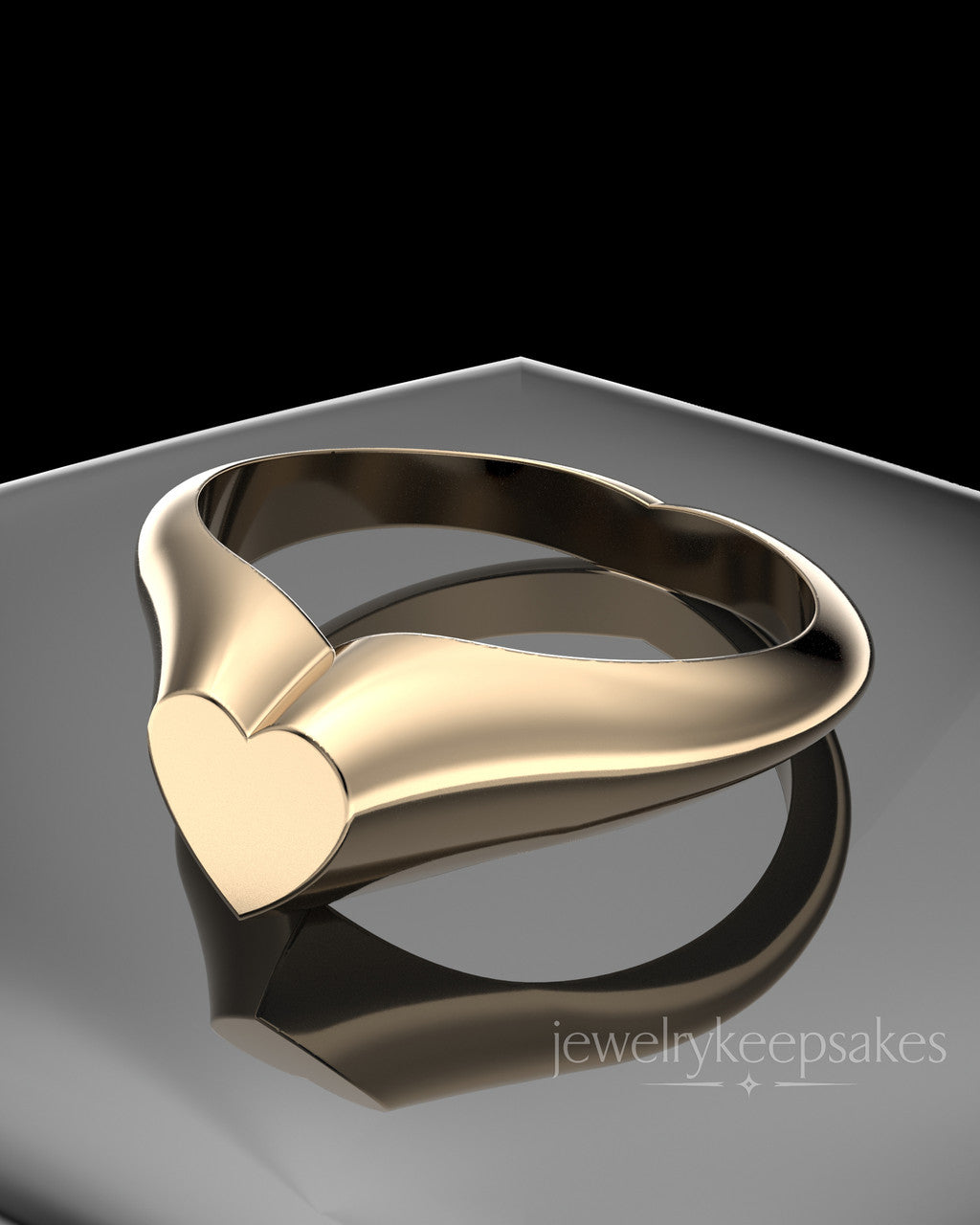 Solid 14K Yellow Gold Signet Permanently Sealed Waterproof Cremation Ring