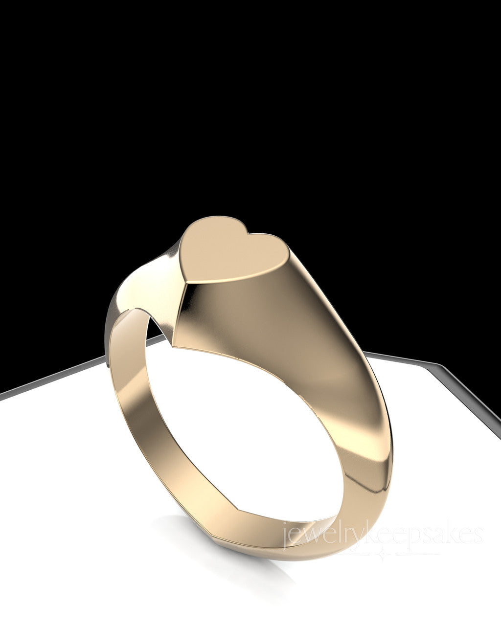 Solid 14K Yellow Gold Signet Permanently Sealed Waterproof Cremation Ring