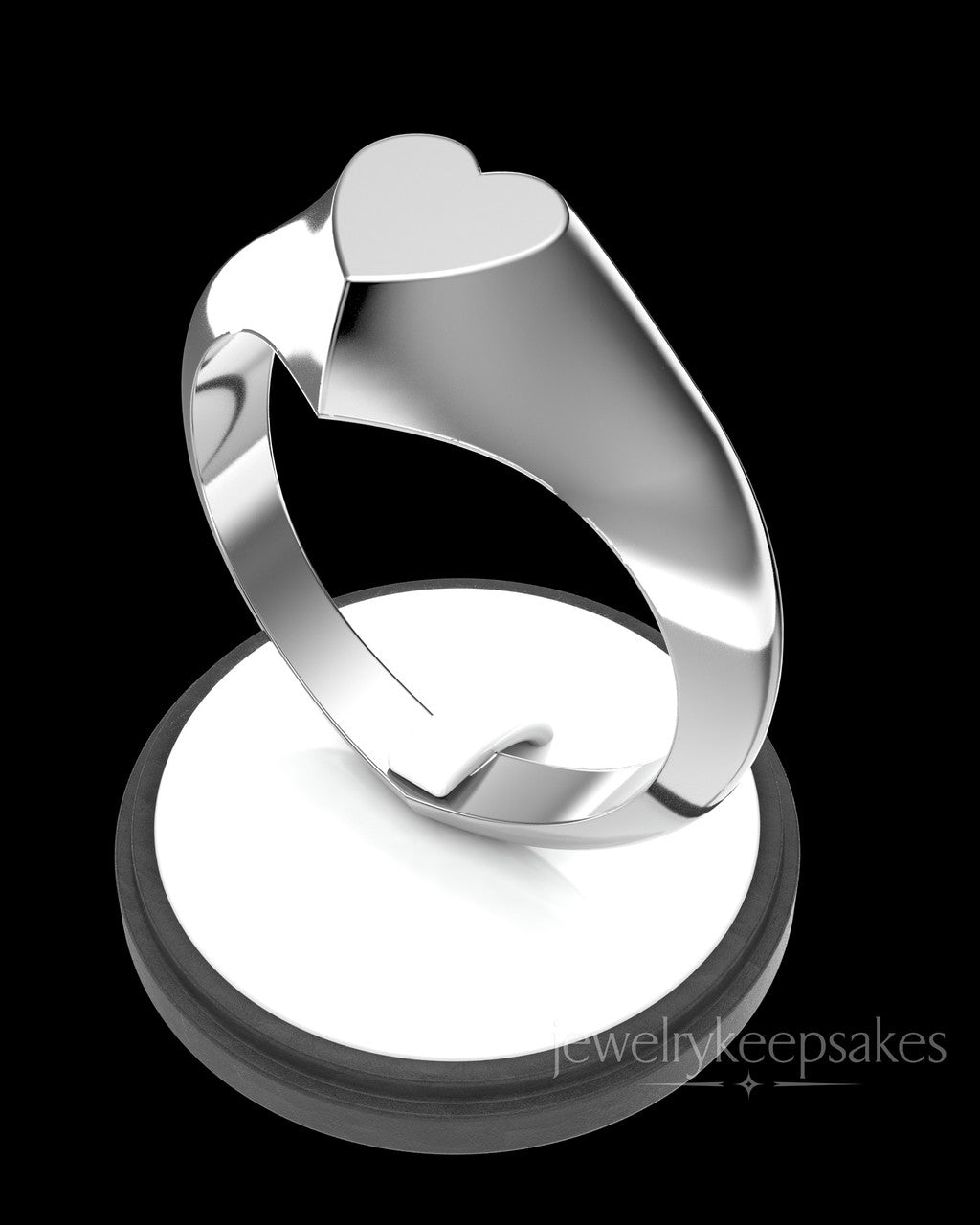Solid 14K White Gold Signet Permanently Sealed Waterproof Cremation Ring