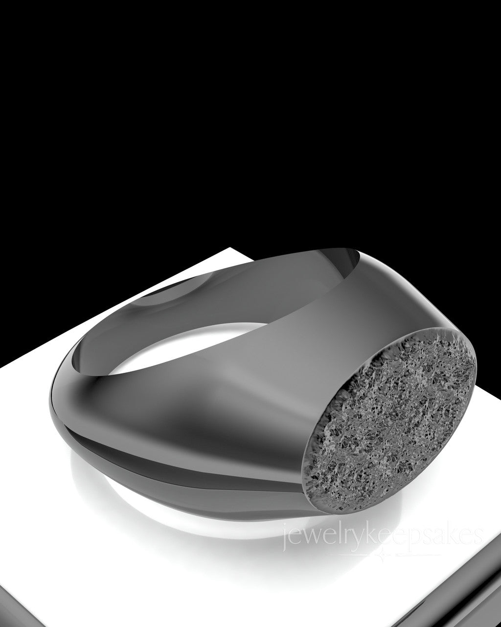 Black Men's Signet Permanently Sealed Waterproof Cremation Ring