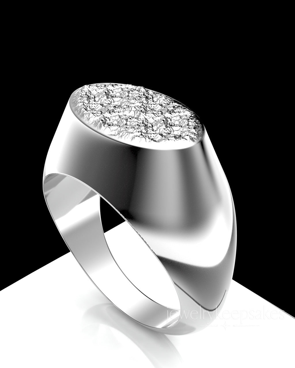 Sterling Silver Men's Signet Permanently Sealed Waterproof Cremation Ring