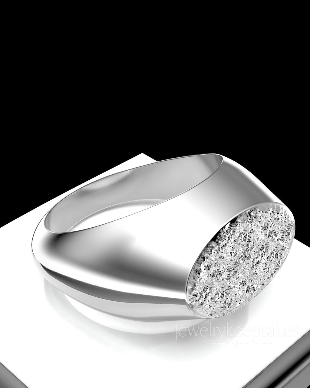 Sterling Silver Men's Signet Permanently Sealed Waterproof Cremation Ring