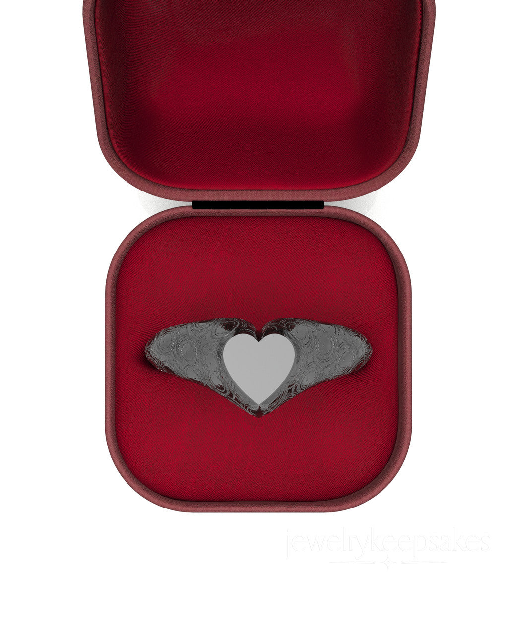Black Patterned Signet Permanently Sealed Waterproof Cremation Ring