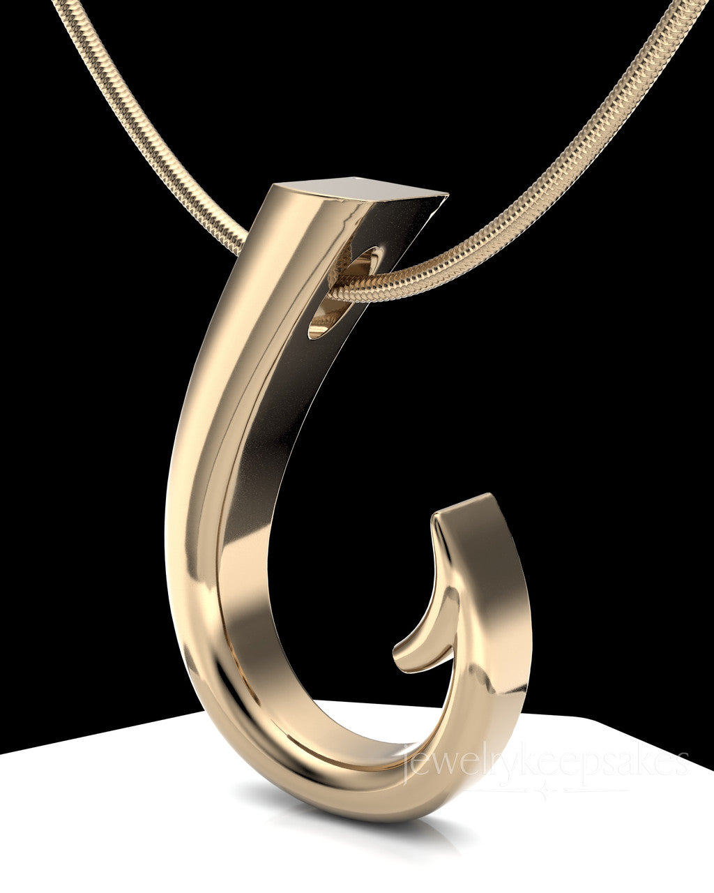 Solid 14k Gold Hook Permanently Sealed Waterproof Cremation Pendant