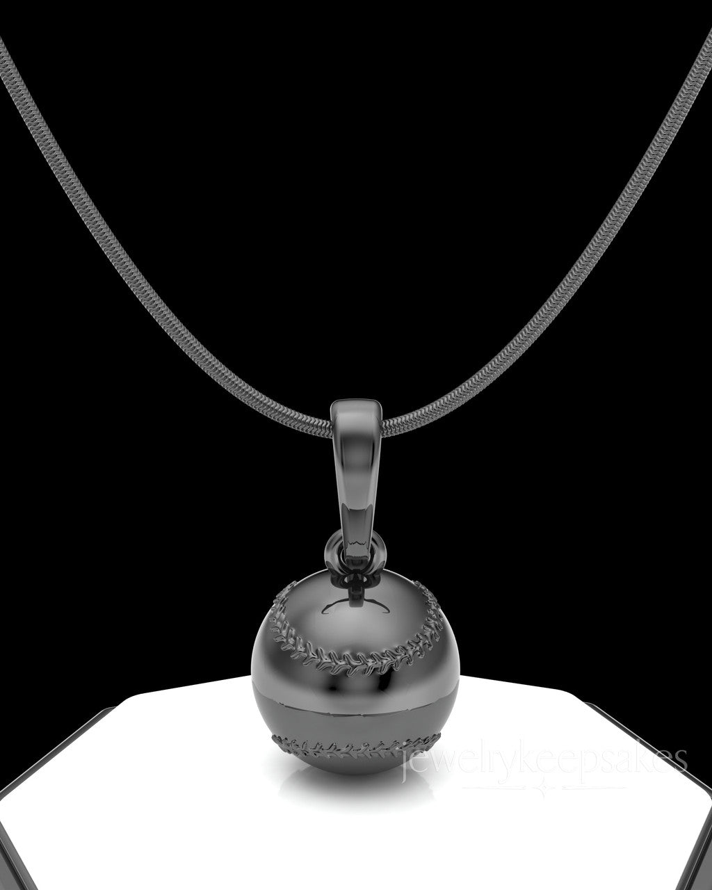 Black Plated Baseball Permanently Sealed Waterproof Cremation Pendant