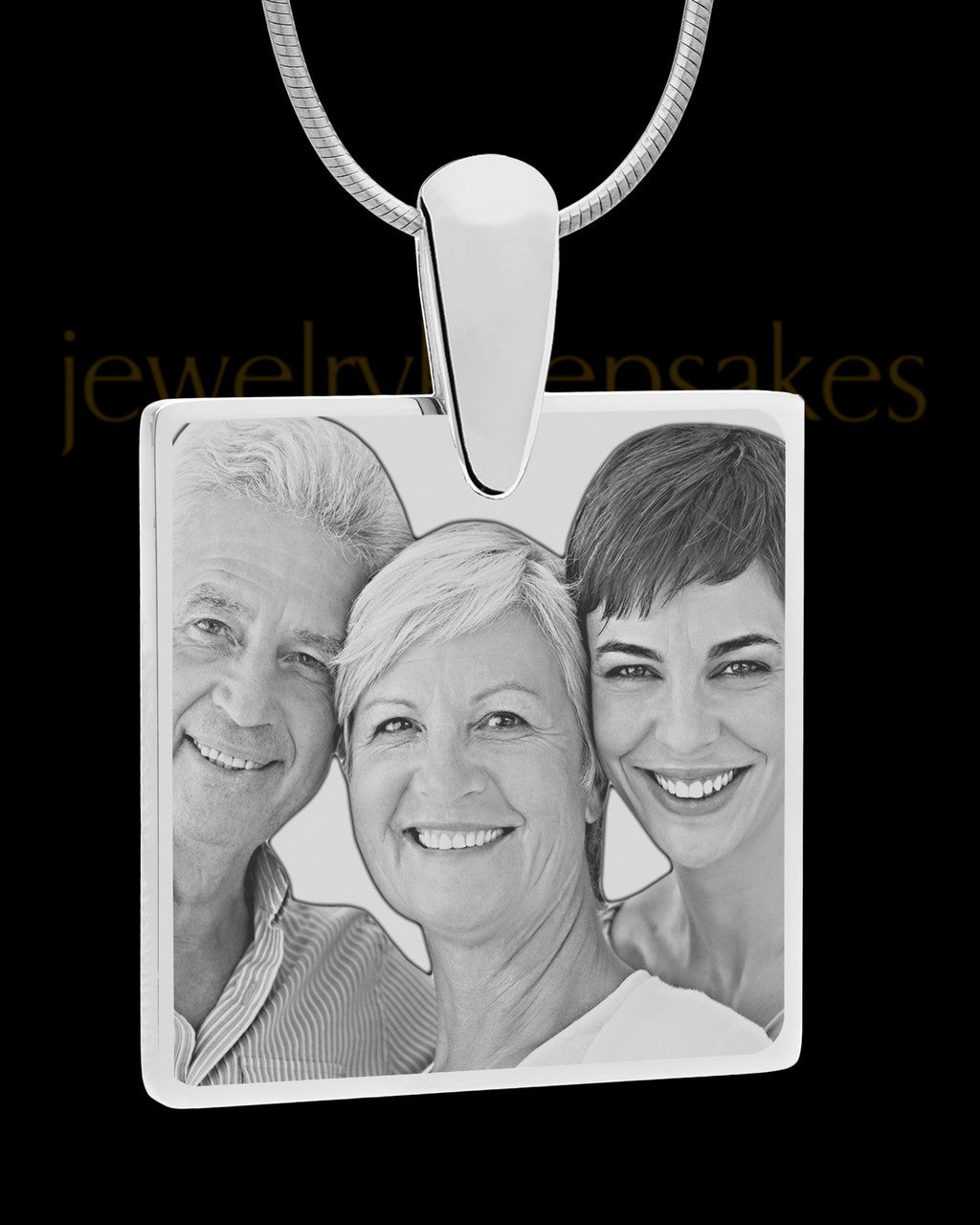 Silver Perfect Square Photo Engraved Pendant