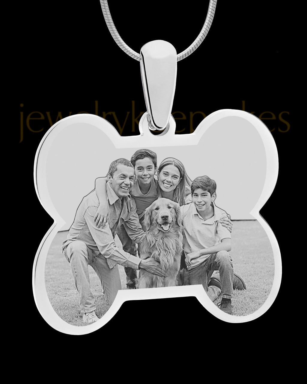 Silver Doggie Bone Photo Engraved Pendant