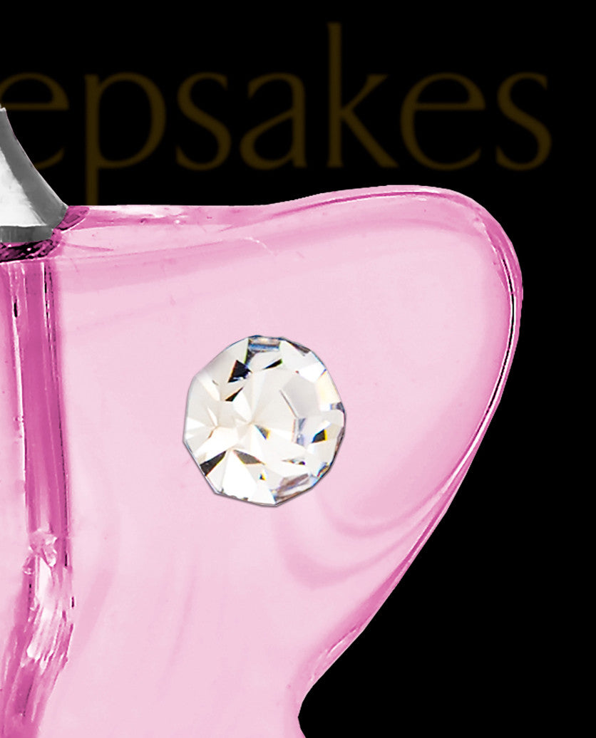Pink Flurry Butterfly Glass Memorial Pendant