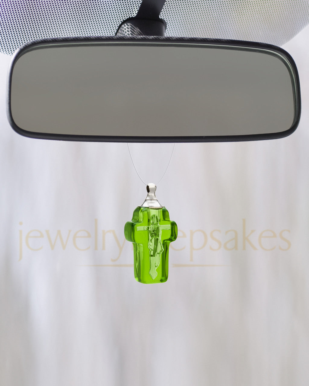 Green Faithful Cross Glass Reflection Pendant